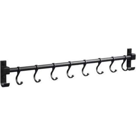 Aluminum Kitchen Rail, 50cm Wall-Mounted Kitchen Utensil Holder with 8 Hooks (1/4)
