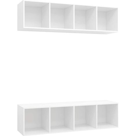 Maison Exclusive - TV-Wandschränke 2 Stk. Weiß Holzwerkstoff (1/5)