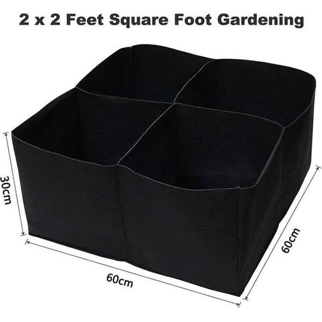 Sac de Culture pour Plantes – Sac de Croissance en Tissu Non Tissé – Bassin de Plantation Rectangulaire 60x60x30 cm Noir (1/5)