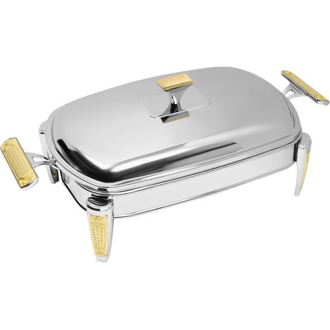 Chauffe-plat en acier inoxydable 304 avec poignée - 2,2 l - Récipient de maintien au chaud pour traiteur, buffet et fête (1/5)