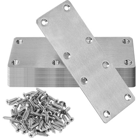 Lot de 20 équerres fixes en acier inoxydable avec vis plates (1/5)