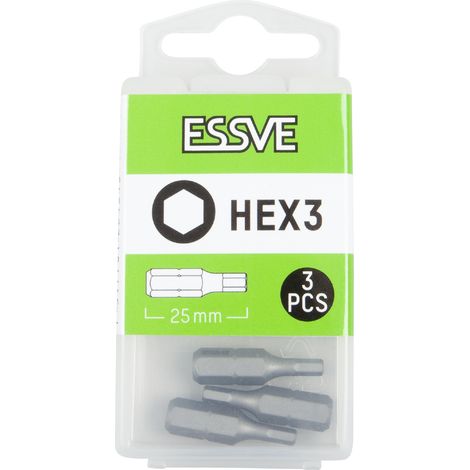 Inserti esagonali ESSVE per cacciaviti 3x25mm, 3 pezzi (1/2)