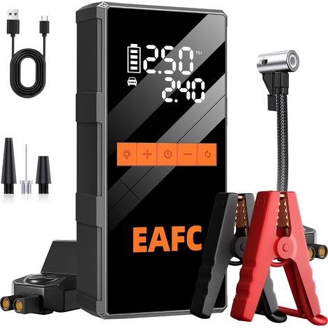 4000A Booster Batterie Voiture avec Gonfleur 150 PSI, Demarreur Batterie Voiture 12 V (jusqu'à 10 l Essence/6 l Diesel), Demarreur Batterie Voiture Portatif avec écran LED, USB-C (1/5)