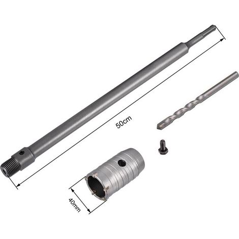 Fresa Per Muro A Tazza 40 Mm Asta Prolunga 50 Cm Per Trapano Attacco Sds Plus