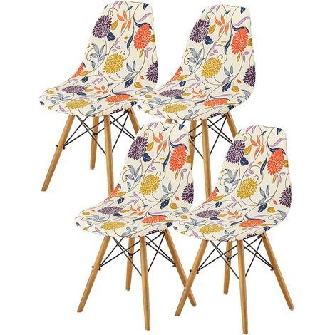 Universelle Esszimmerstuhlhusse, dehnbare skandinavische Stuhlhusse, Stuhlhusse schützt Stuhldekorationsstrauß, Restaurant (Blumenranken-4-teiliges Set) (1/5)