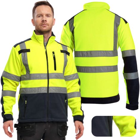 Felpa da lavoro da uomo in pile riflettente, calda, isolante, BHP, Polar Brixton Flash, avviso, gialla, 2XL (1/5)