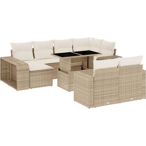 Maison Exclusive - Set de sofás de jardín 11pzas con cojines ratá (1/5)