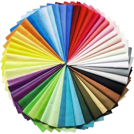Lot de 50 Tissus Patchwork de Couleur Unie pour Couture, carrés de Tissu pour Couture – Matériau en Coton, carrés de 10 x 10 cm – Idéal pour Les projets d'artisanat de Bricolage (1/4)