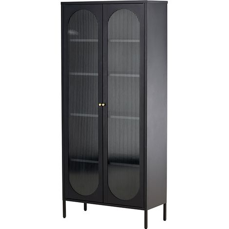 Lima Vitrinenschrank 2 Türen schwarz.