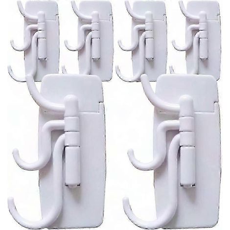 6 crochets muraux pivotants adhésifs, supports rotatifs multifonction pour rangement vertical, fixation sans perçage, lot de 6, usage multiple, organisation murale pratique. (1/3)