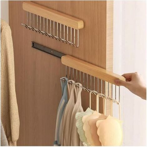 Lot de 2 crochets de sortie pour placard, crochet en bois pour débardeur et soutien-gorge, crochets muraux économiques, 8 Hooks, Right Pull (1/5)