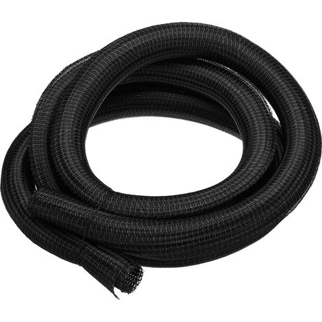 Gaine Cable Tressée Fendue 50mm Id 3Mètre en Pet Noir (1/5)