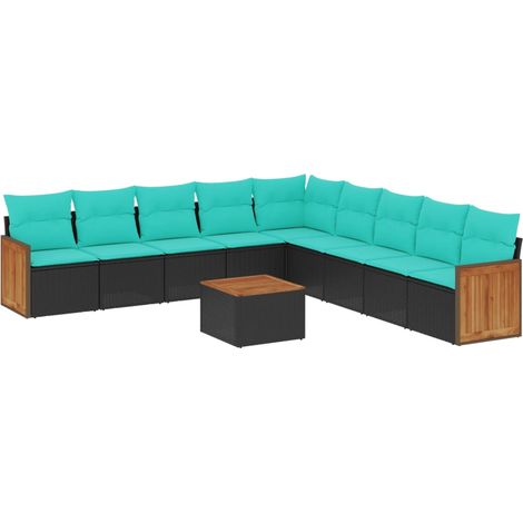 Maison Exclusive - 10-teiliges Gartensofa-Set mit Kissen, schwarz (1/5)