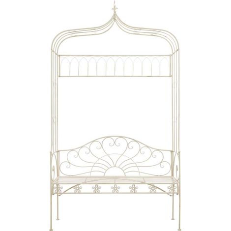 vidaXL Panchina da Giardino 122 cm in Ferro Bianco Anticato (1/3)