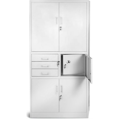 Armoire en métal avec coffre-fort FILIP II, 900 x 1850 x 400 mm, gris