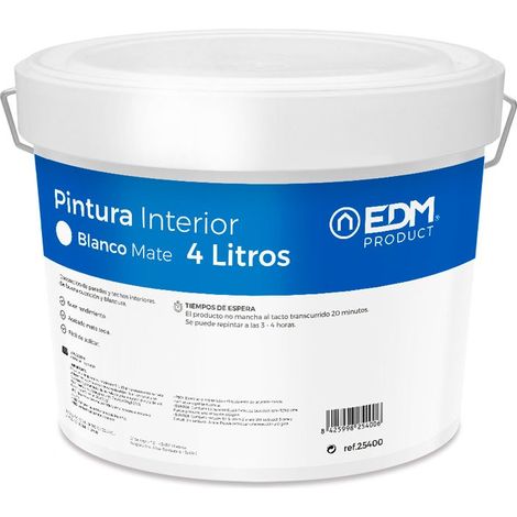 Pintura plástica vinílica interior blanca mate 4 l