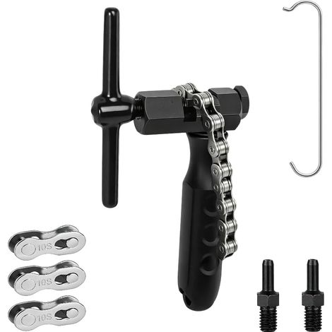 1 kit de rivet de chaîne de vélo, outil de chaîne de vélo pour chaînes à 10 vitesses et à vitesse unique, retrait et installation de chaînes de vélo pour VTT, vélo de ville (1/5)