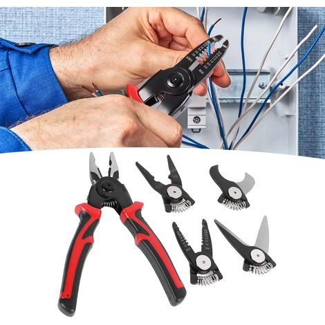 Alicates multifuncionales Juego de 5 herramientas de acero intercambiables para pelar y crimpar cables (900 g, caja incluida) (1/5)
