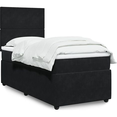 Boxspringbett mit Matratze Schwarz 90x190 cm Samt