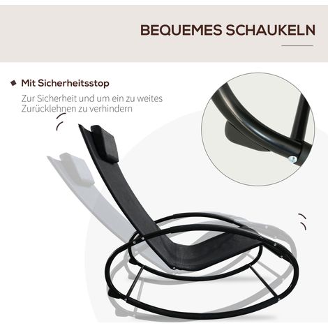 Fauteuil berçant en acier avec repose-tête, imperméable, charge max 120 kg, parfait pour le repos, salon, jardin, pelouse ou terrasse, gris. (1/4)