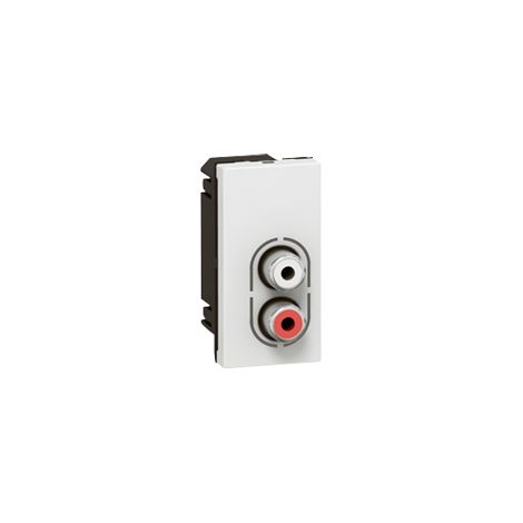 Prise 2 RCA femelle Mosaic 1 module pour liaison audio stéréo blanc LEGRAND 078753 (1/4)