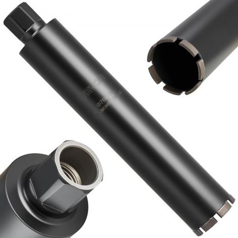 Broca de Diamante para Perforación en Húmedo, 76 mm Diámetro, 356 mm Profundidad, Tecnología de Soldadura de Alta Precisión, para Hormigón Armado, Ladrillo y Mampostería, 412 x 76 x 76 mm (1/5)