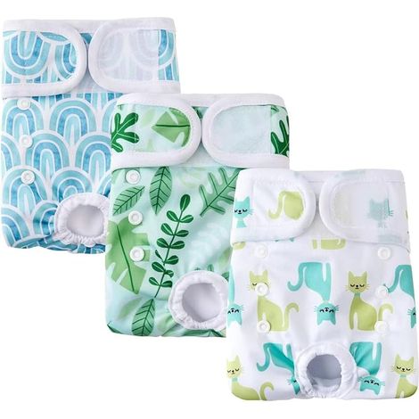 Couche pour Chien Femelle Lavable, Réutilisables Culottes Hygiéniques Absorbantes Chiennes, Culotte pour Chien Femelle et Incontinentes, Feuilles L (1/5)
