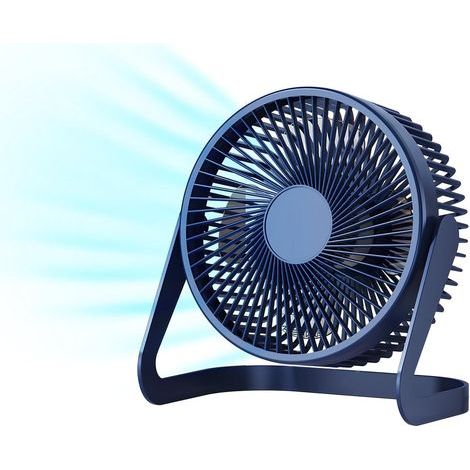 Tischventilator, kleiner tragbarer USB-Ventilator, 2 Geschwindigkeitsstufen, 360°-Drehung, geeignet für Arbeit/Studium (blau), 16,5 cm (1/5)