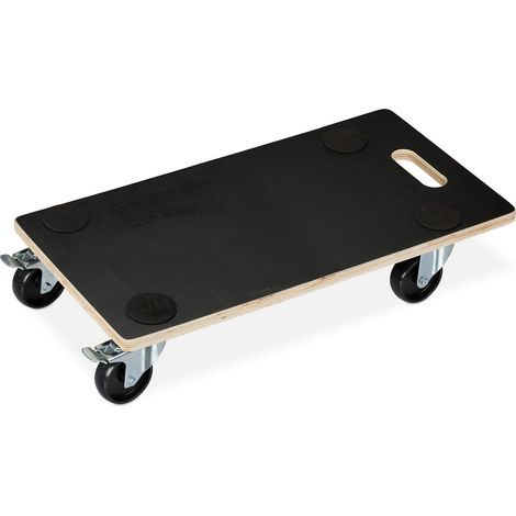 Relaxdays Transportroller Feststellbremse, 400 kg, Lenkungsrollen, Anti-Rutsch-Belag, HBT: 11,5 x 58 x 30 cm, schwarz (1/5)