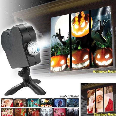 Filiyano – lampe de projection holographique – Projecteur de fenêtre pour Halloween, lampe de projection holographique LED de Noël, 12 films, idéal (1/5)