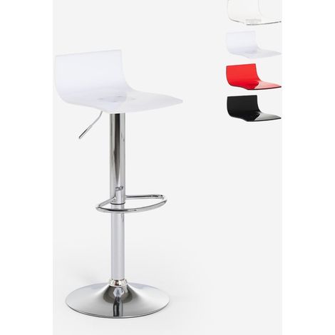 Sgabello trasparente girevole design moderno metallo bar cucina Juneau - Bianco
