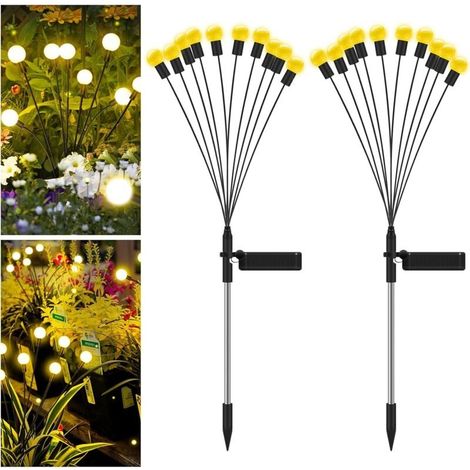 Lampe Solaire Extérieur, Lumières Solaire de Jardin Firefly Extérieur, Etanche IP65 Lampe Solaire avec 10 LED, Solaire Jardin Encastrable Lumière pour Jardin Cour Chemin Allée (2Pack) [Classe énergéti (1/5)