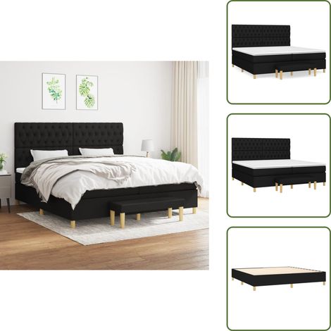 Cama con cabecero ajustable - vidaXL Cama box spring con colchón tela negro 200x200 cm - Colchón ensacado