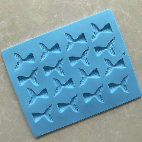 Moule en silicone en forme de queue de poisson, antiadhésif, sans BPA, pour chocolat, gelée, bonbons, cupcakes, décoration de pâtisserie, 16 cavités, forme de queue de sirène (1/5)