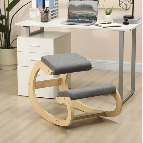 Stuhl Sessel Schaukelnd Holz Grau 54,5x85x54 cm OKMYHOME (1/4)
