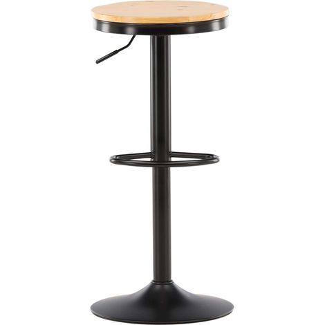 Conway Barhocker verstellbar schwarz, Eiche dekor.
