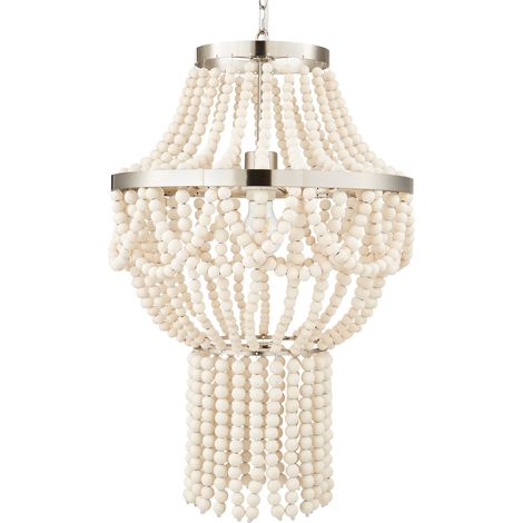 Litecraft Pilli Chandelier Ceiling 1 Light With Wooden Beaded Shade - Natural