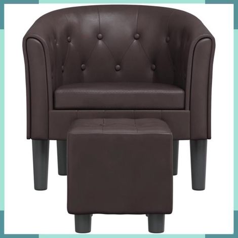 356465 Chaise cabriolet avec repose-pied marron similicuir (1/5)