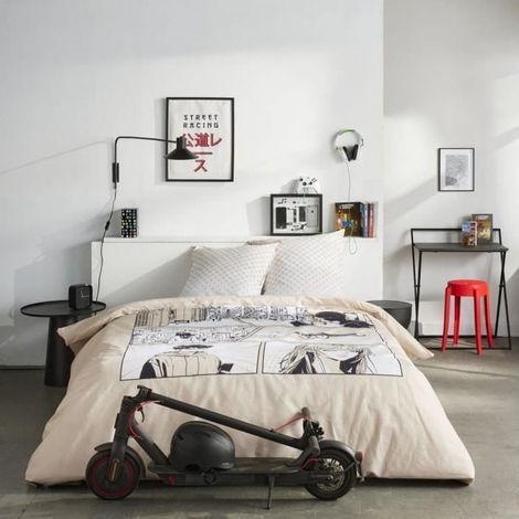 Completo lenzuola - TODAY - JAVA - 2 persone - 240x220 cm - Cotone - Stampa Manga - Beige (1/4)