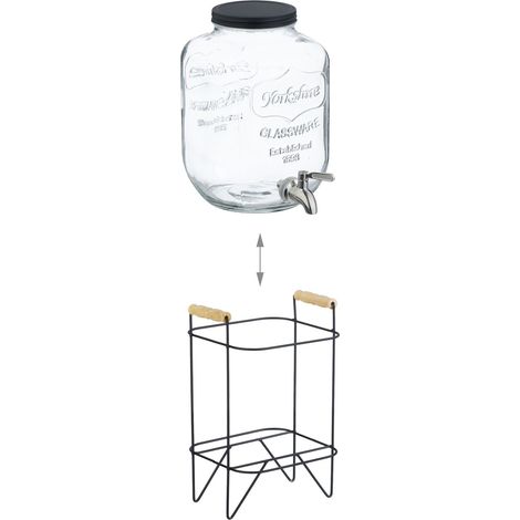 Distributore di bevande vintage da giardino 20 x 20 x 30 cm con rubinetto design elegante in vetro trasparente 130016270