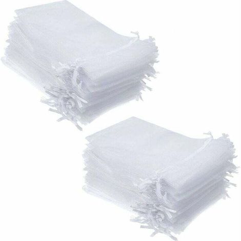 100 Stück weiße Organzabeutel (13 x 18 cm), geeignet als Bonbontüten, Schmuckbeutel, Geschenktüten für Hochzeiten oder Weihnachten (1/4)