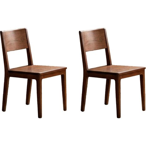 Lot de 2 Chaises de Salle à Manger en Chêne Massif, Noyer (1/5)