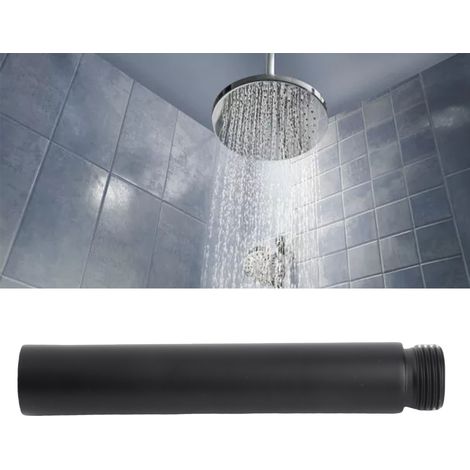 [Brazo de ducha] Brazo de ducha moderno y extensible fabricado en acero inoxidable negro con 2 juntas – 98 g (1/5)