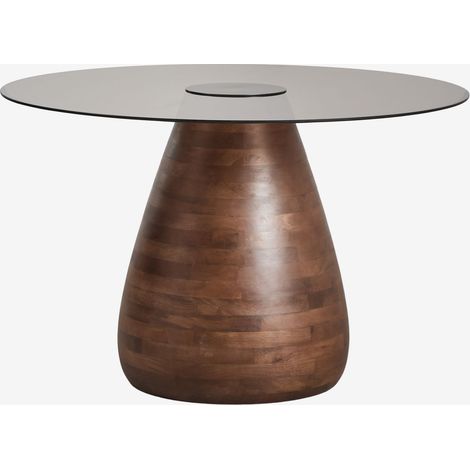SKLUM Runder Esstisch Ø130 cm aus gehärtetem Glas Mariana Mangoholz Dunkel                                  