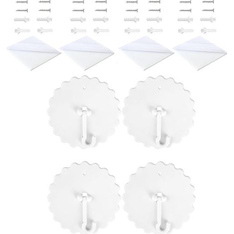 Ensemble de 4 crochets de plafond auto-adhésifs, crochets pour moustiquaire avec vis à la base, fixation sans perçage, accessoires anti-moustiques sans clous pour la maison (1/5)