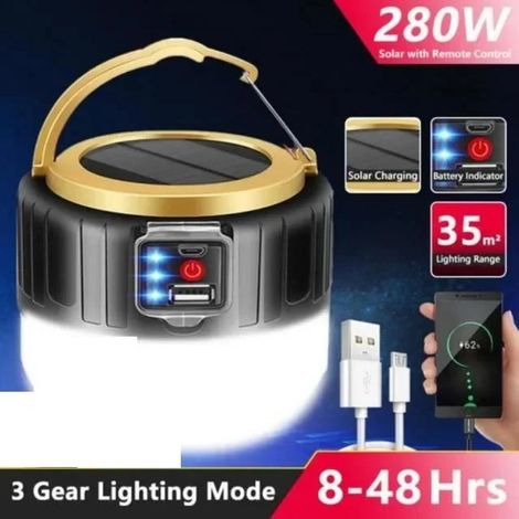 Lampes de camping solaires LED pour espaces extérieurs, rechargeables par USB, lampes torches portables, lampe de pêche d'urgence, lampe pour barbecue - AquaForge (1/5)