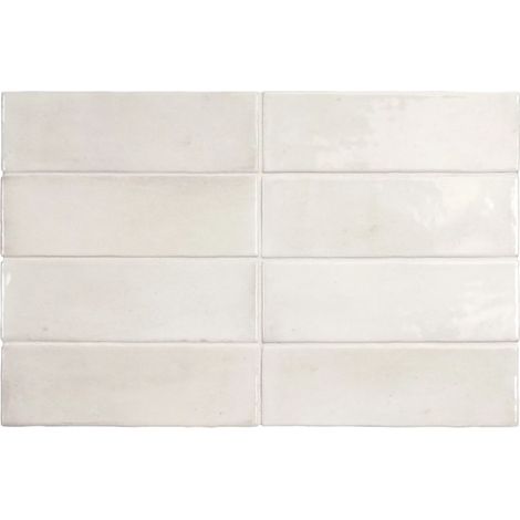 Carrelage sol / mur effet zellige bejmat marocain 5X15 cm blanc brillant 5X15 cm COCO WHITE WALL (vendu par boite de 0,50m2) (1/4)