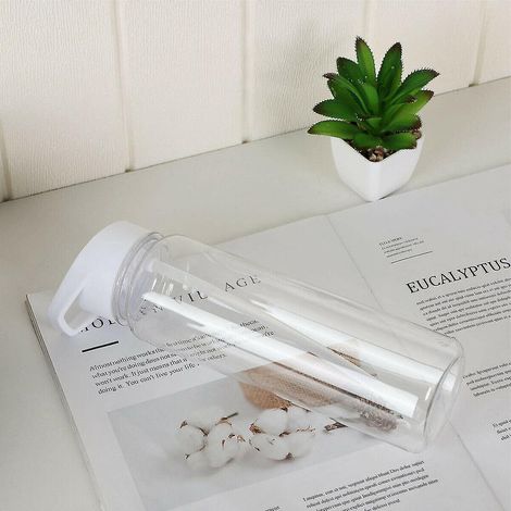 750-ml-Wasserflasche mit Strohhalm, plastikfrei, auslaufsicher, ideal für Sport und unterwegs (weiß). (1/3)