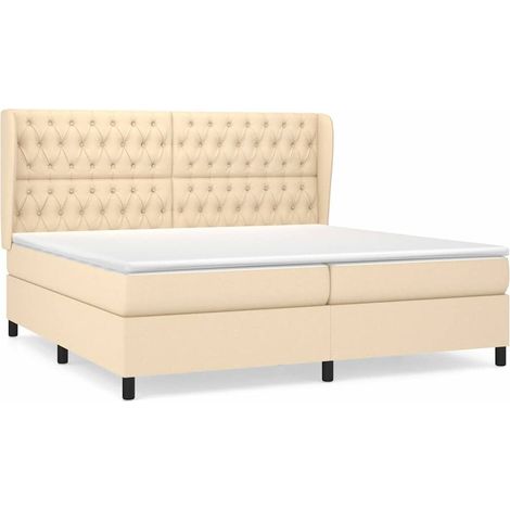 Maison Exclusive - Giroletto a Molle con Materasso Crema 200x200 cm in Tessuto (1/5)