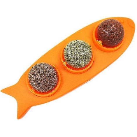 Balle à l'herbe à chat, jouet rotatif, balle comestible à l'herbe à chat, friandises à lécher pour chatons, balle à l'herbe à chat, jouets à mâcher, orange A923-256 (1/5)